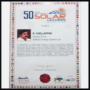 Global CSR Excellence and Leader ship Award for The 50 Most Influential Solar Leader (A Global Listings) 2018